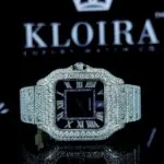 Cartior Moissanite Watch with Square Case and Diamond Bezel