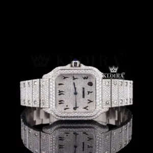 Cartior Black Arabic Numerals Bust Down Moissanite Watch