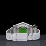 Black Arabic Numerals White Dial Fully Iced Out Moissanite Watch Caseback View