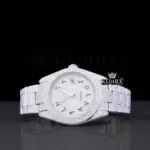 Roles Black Arabic Numerals White Dial Fully Iced Out Moissanite Watch