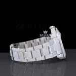 Black Arabic Numerals White Dial Fully Iced Out Moissanite Watch Right Side View