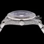 Black Arabic Numerals White Gold Iced Out Moissanite Diamond Watch Crown View