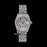 Roles Black Arabic Numerals White Gold Iced Out Moissanite Watch
