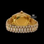 Black Arabic Numerals Yellow Dial Bust Down Moissanite Diamond Watch Caseback View