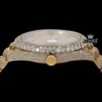 Black Arabic Numerals Yellow Dial Bust Down Moissanite Diamond Watch Crown View