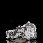 Black Camouflage Strap Skeleton Dial Two Tone Moissanite Watch Right Profile View