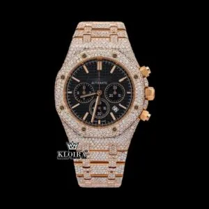 AP Royal Oak Chronograph Dial Fully Iced Out Rose Gold Watch