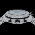 Black Dia Standard Numerals Chronograph Iced Out Moissanite Watch Crown View