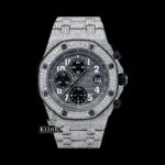 AP Royal Oak Offshore Black Dial Chronograph Iced Out Moissanite Watch with a luxurious design