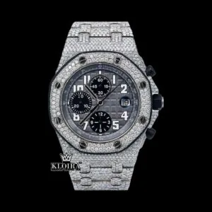 AP Royal Oak Offshore Black Dial Chronograph Iced Out Moissanite Watch