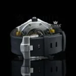 Black Dial AP White Stick Markers Semi Iced Out Moissanite Watch Strap View