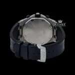 Black Dial Black Rubber Strap Semi Iced Out Moissanite Watch Caseback View