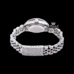 Black Dial Date Display Fully Iced Out Moissanite Diamond Watch Caseback View