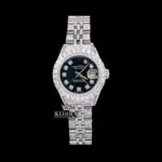 Roles Black Dial Date Display Moissanite Diamond Watch