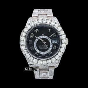 Roles Black Dial Dual Time Sky-Dweller Moissanite Watch