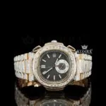Patik Philippe Nautilus Black Dial Fully Iced Out Watch