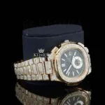Black Dial Fully Iced Out Baguette Strap Lab Grown Diamond Watch Right Profile View
