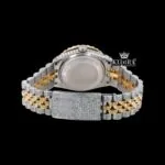 Black Dial Yellow Roman Numerals Two Tone Iced Out Moissanite Diamond Watch Caseback View