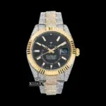 Roles Sky-Dweller Two Tone Yellow Gold Moissanite Watch with Stick Markers