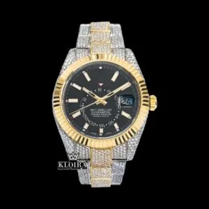 Roles Sky-Dweller Two Tone Yellow Gold Moissanite Watch