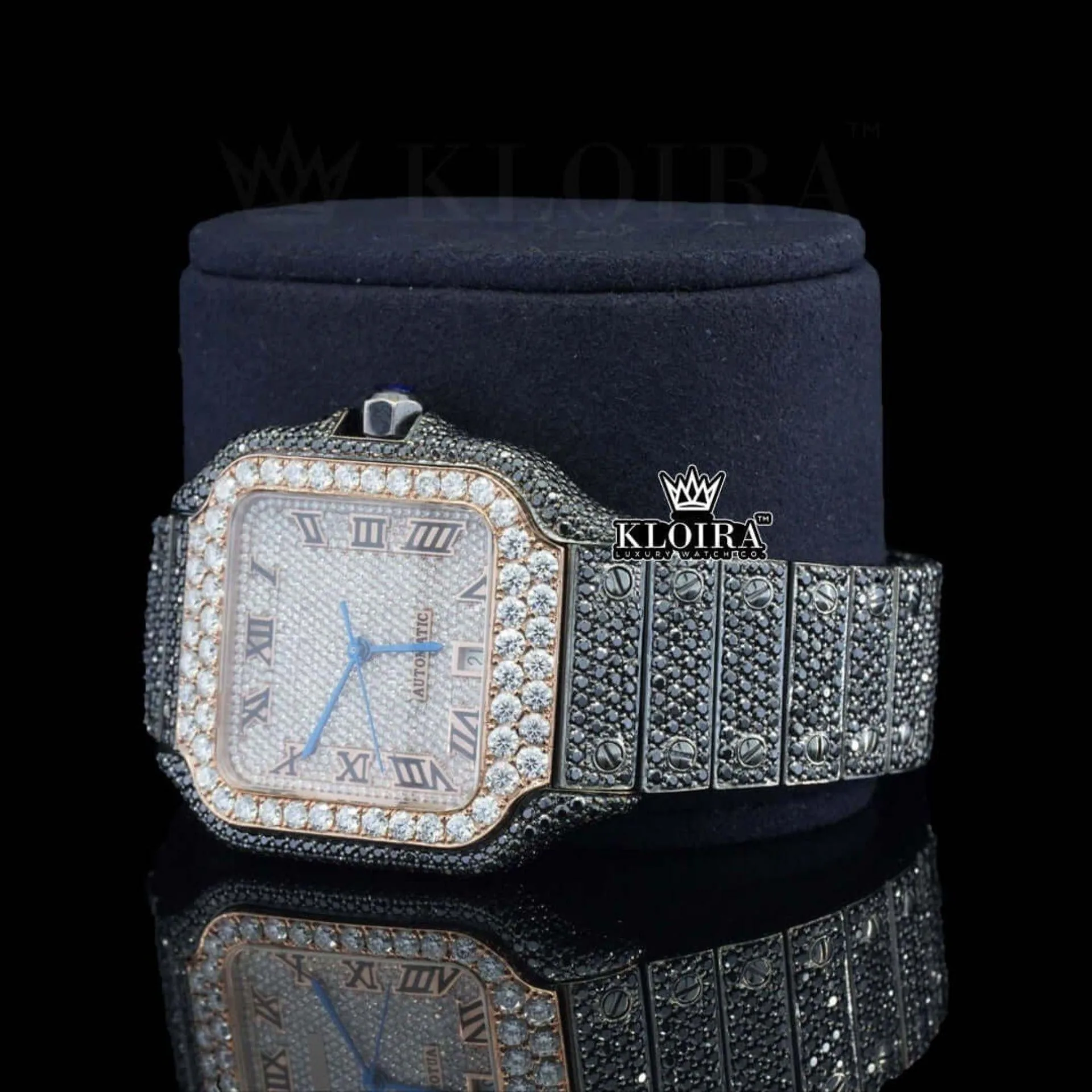 Black Moissanite Cartior Watch Left Profile View
