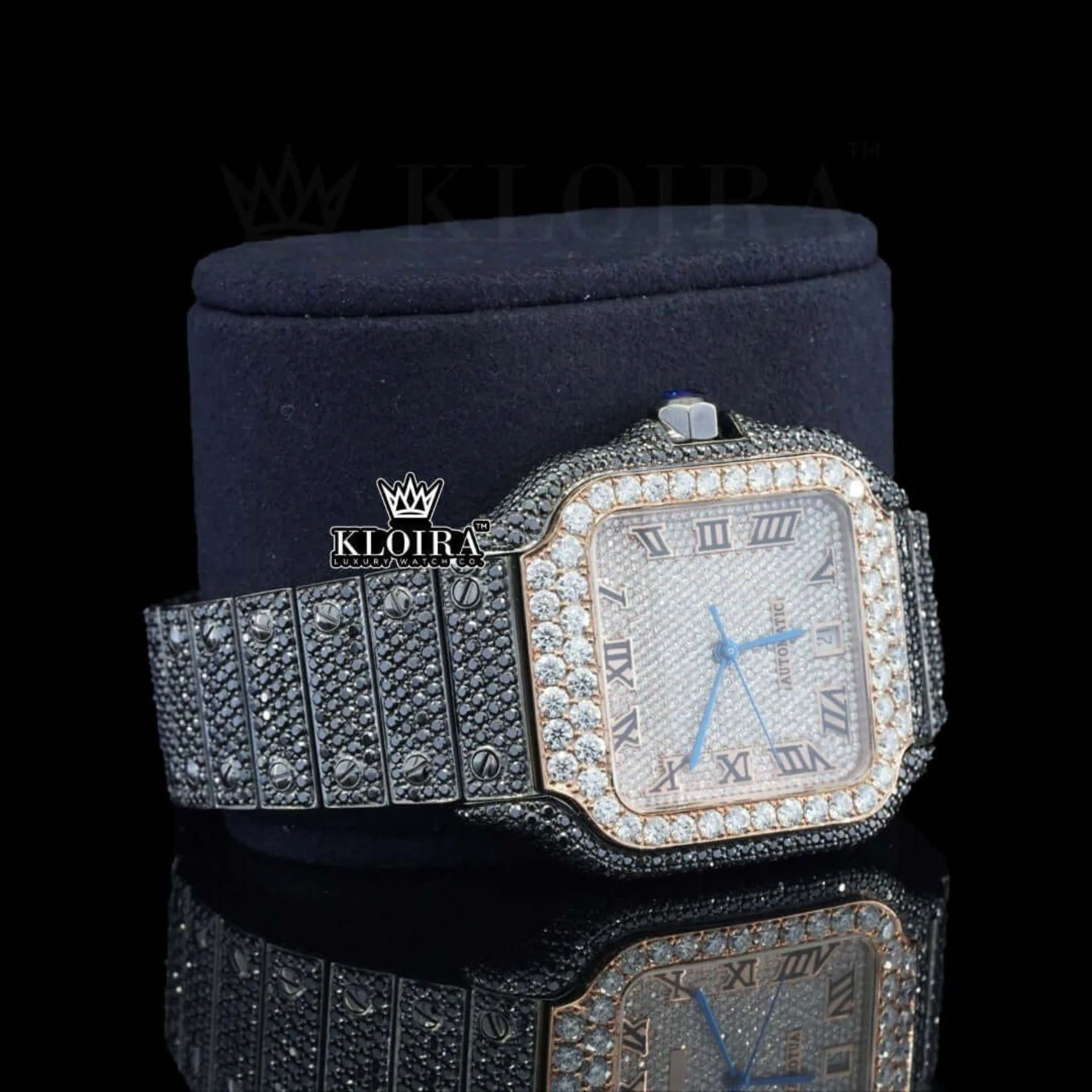 Black Moissanite Cartior Watch Right Profile View