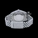Black Roman Numeral Full Iced Out White Dial Moissanite Diamond Watch Caseback View