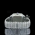 Black Roman Numerals Dial Full Iced Out Baguette Lab-Grown Diamond Watch Caseback View