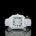 Cartior Santos Automatic Tourbillon Watch with Baguette Lab-Grown Diamonds