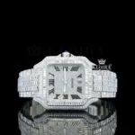 Cartior Santos Automatic Tourbillon Watch with Baguette Diamonds