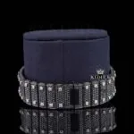 Black Roman Numerals White Dial Black Iced Moissanite Diamond Watch Close Up Bracelet View