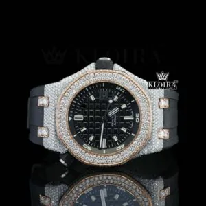 AP Royal Oak Offshore Moissanite Watch with Black Rubber Strap