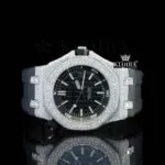 AP Royal Oak Automatic Tourbillon Watch with Black Rubber Strap and Moissanite