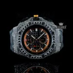AP Royal Oak Offshore Moissanite Watch with Black Rubber Strap and Chronograph Dial