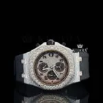 AP Royal Oak Offshore Chronograph Moissanite Watch with Black Rubber Strap