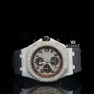 AP Royal Oak Offshore Chronograph Moissanite Watch with Black Rubber Strap