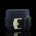 Black Rubber Strap Yellow Dial Chronograph Standard Numerals Moissanite Watch Strap View