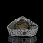 Black Skeleton Dial Fully Iced Out Moissanite Diamond Watch Caseback View