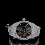 AP Royal Oak Moissanite Watch with Black Skeleton Dial