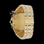 Black Standard Numerals Chronograph Yellow Gold Iced Out Moissanite Watch Caseback View