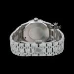 Black Stick Markers Dial Block Link Strap Fully Iced Out Moissanite Watch Caseback View