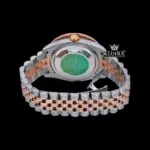 Black Stick Markers Dial Two Tone Rose Gold Moissanite Watch Caseback View