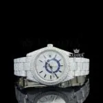 Roles Black Stick Markers Dual Time Dial Moissanite Watch