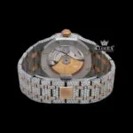 Black Stick Markers Rose Face Two Tone Moissanite Diamond Watch Caseback View