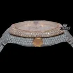 Black Stick Markers Rose Face Two Tone Moissanite Diamond Watch Crown View