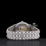 Black Stick Markers White Dial AP Iced Out Moissanite Watch Caseback View