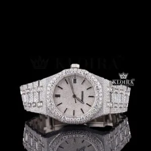 AP Royal Oak Automatic Tourbillon Watch with Iced-Out Design