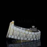 Black Stick Markers Yellow Dial Two Tone Moissanite Diamond Watch Left Side View