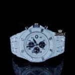 AP Royal Oak Fully Iced Out Moissanite Watch with Black Sub Dials