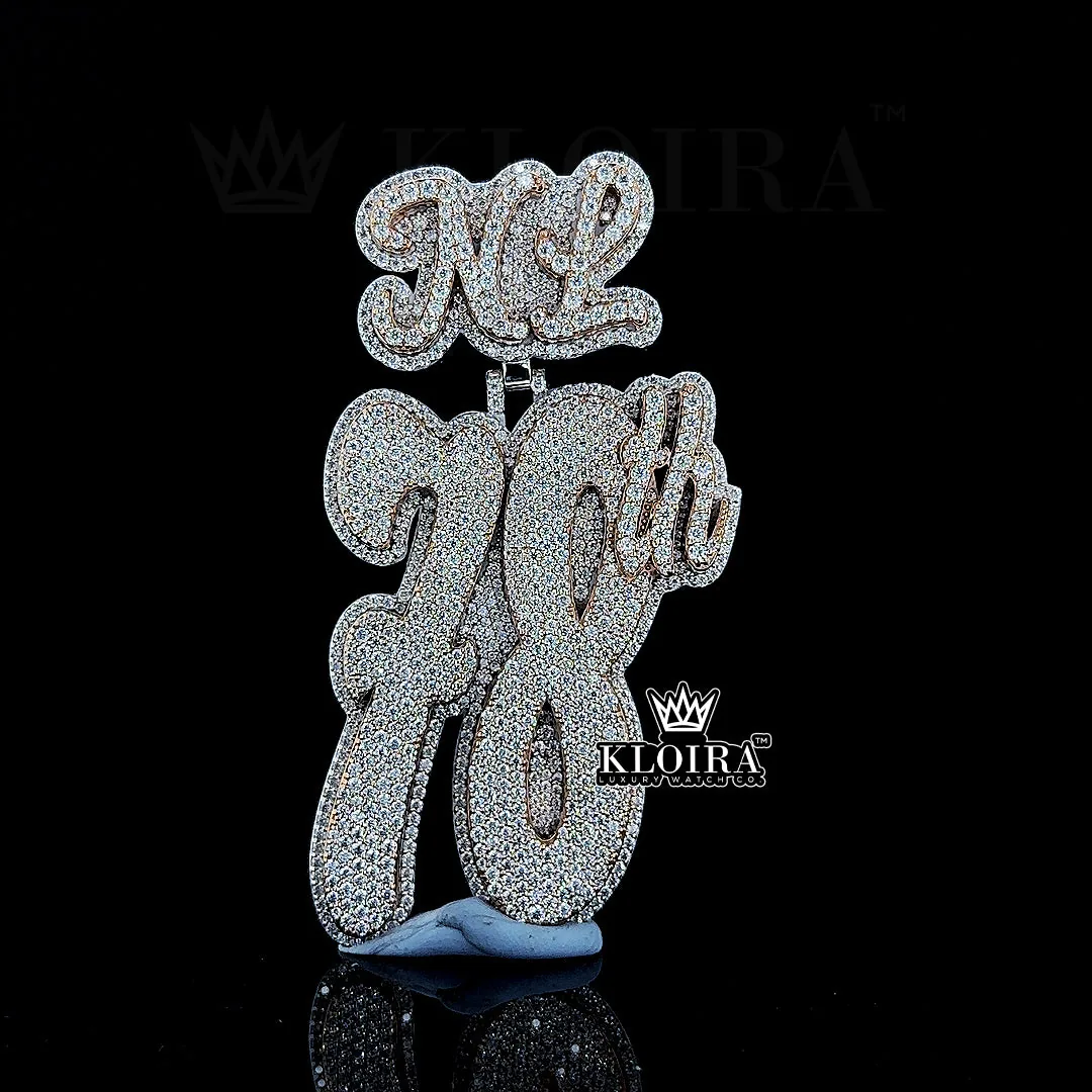 Blinged 78th Charm Pendant in Silver with Round Cut Moissanite